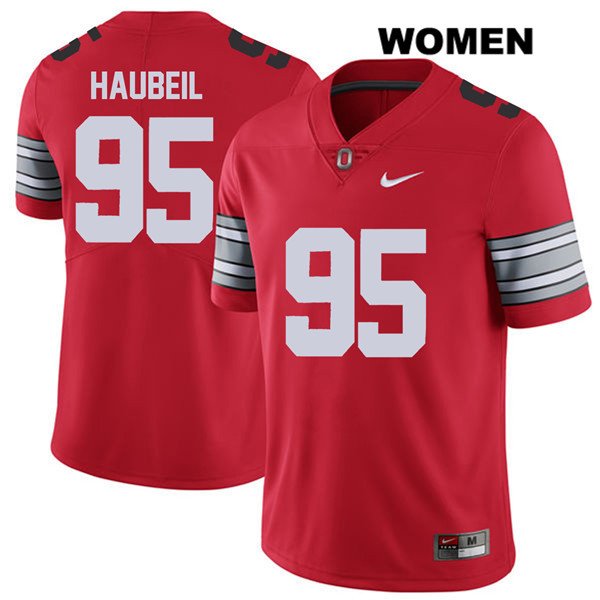 Ohio State Buckeyes Women's Blake Haubeil #95 Red Authentic Nike 2018 Spring Game College NCAA Stitched Football Jersey QS19V18VZ